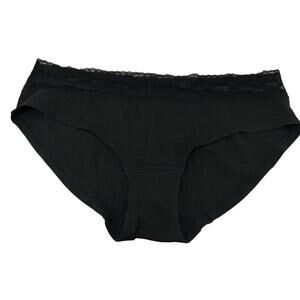 Victoria's Secret Low Rise HipHugger Black Lace Waist Cotton Panty Xlarge